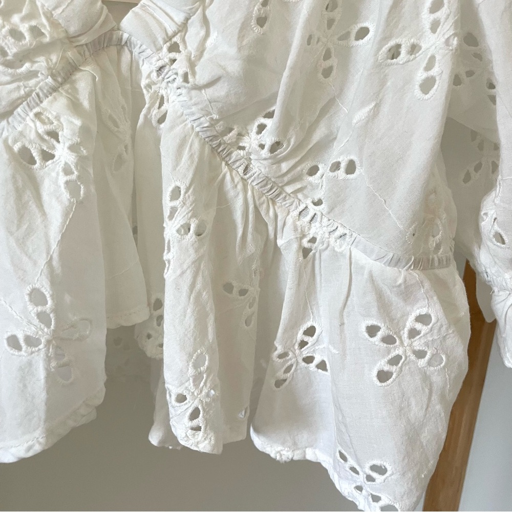 NWT Free People Eyelet Ruffle V-neck Blouse in Optic White - XL - Picture 5 of 5